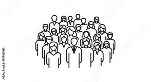 Diverse group of people standing together illustration.