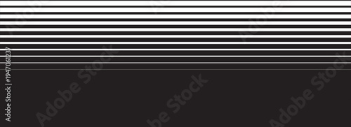 Line halftone gradation texture. Fading horizontal stripe gradient background. Repeating pattern backdrop. Black parallel thin to thick lines backdrop for overlay, print, cover, vector design template