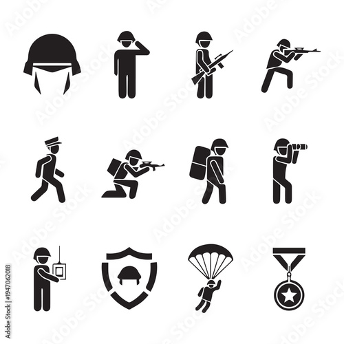 War icon set. Solid icons vector collection.	