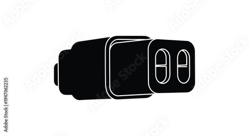 A sleek black virtual reality headset is displayed against a white background a striking silhouette high quality professional