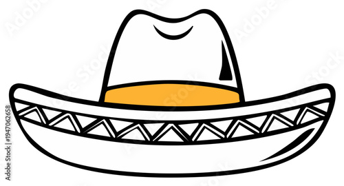 Iconic Sombrero: Traditional Mexican Hat for Fiesta Celebration, Carnival Design
