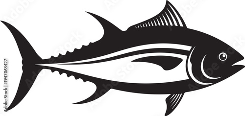 Tuna Fish Silhouette Vector Illustration for Fishing and Seafood Design.