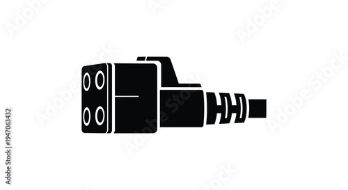 A stark black silhouette depicts a modern audio jack showcasing its technical design and connectivity silhouette high quality