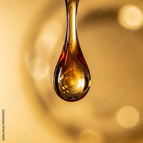 Viscous Liquid Droplet Hanging from Spoon.