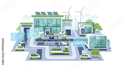 Sustainable Smart Factory Automation with Robotics, AI, and Renewable Energy for Modern Manufacturing & Logistics