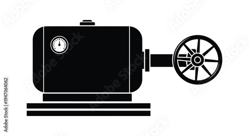 Black silhouette of a gas tank with a gauge and control wheel