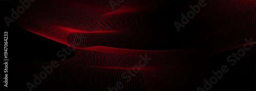 3D red lines techno abstract background overlap layer on dark space with waves effect decoration. Modern graphic design element stripes style concept for web, poster, flyer, card, or brochure cover