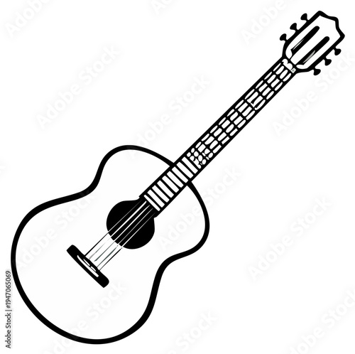 Acoustic guitar illustration, musical instrument line art