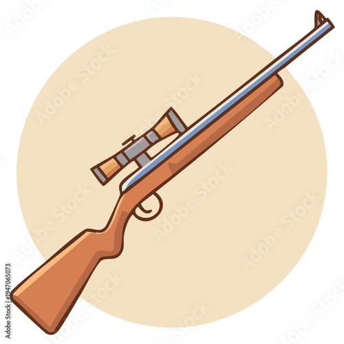Minimalist vector illustration of a hunting rifle with an attached scope for shooting sports.