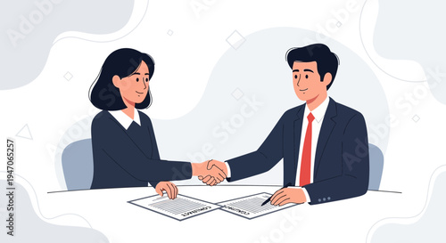 Business partners shaking hands over contract, agreement, teamwork, success, deal