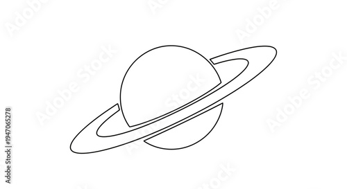 Planet Saturn outline simple icon, space exploration concept, vector illustration