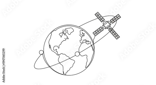 Satellite Orbiting Earth - Global Communication and Technology