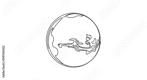 World Map Outline Globe - Simple Line Art Illustration