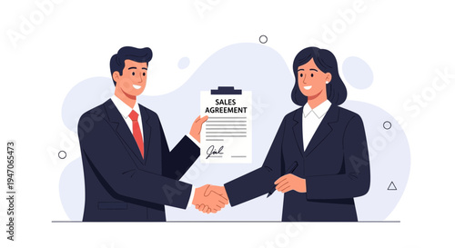Business people shaking hands over sales agreement contract, partnership deal closing