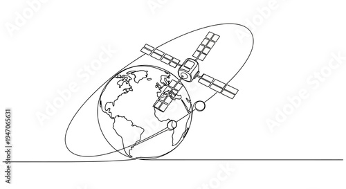 Satellite Orbiting Earth Globe Schematic