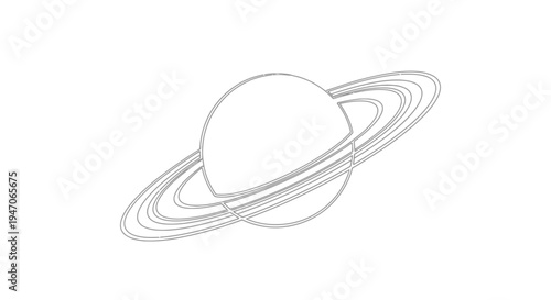Saturn Planet Ringed Space Galaxy Celestial Body Outline Drawing