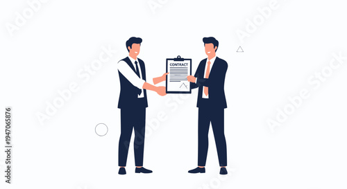 Businessmen shaking hands over a contract agreement, partnership and deal closing concept