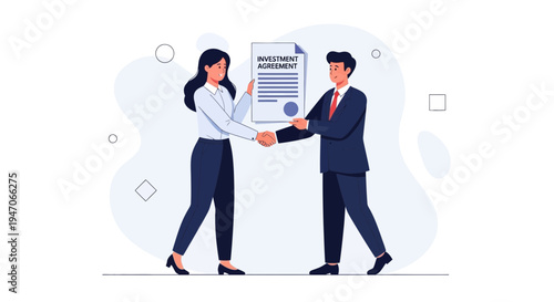 Business partners shaking hands over investment agreement, successful deal, partnership concept