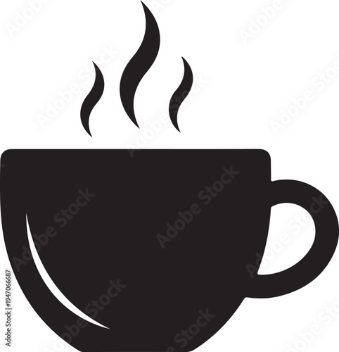 Steaming hot beverage cup icon black silhouette graphic design.