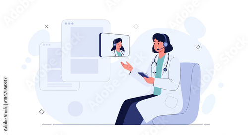 Doctor on Video Call, Telemedicine Consultation, Online Medical Support