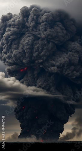 Volcanic Eruption with Dark Ash Cloud.