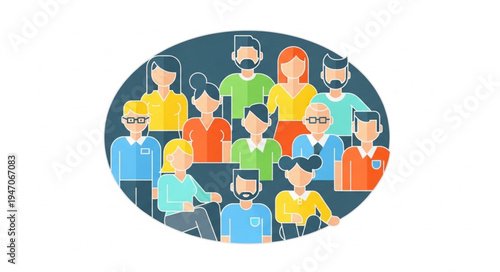 Diverse group of people gathered together in a meeting.