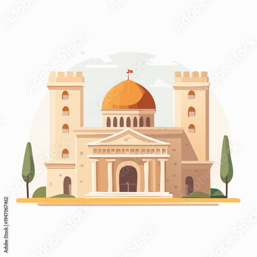 Historic Architecture with Dome and Towers, A Classical Building Design