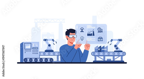 Augmented Reality Worker Managing Smart Factory Operations with Virtual Interface and Robotic Automation