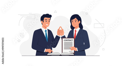 Business partners signing a contract, agreement, deal, partnership, legal document