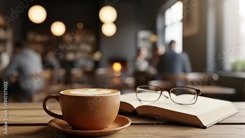 Steaming Coffee Cup on Wooden Table.