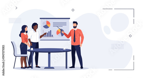 Business meeting with charts and graphs presentation