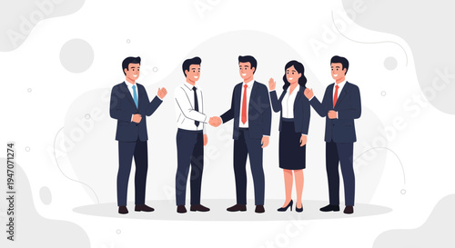 Business team handshake, partnership, agreement, success, collaboration, diverse professionals