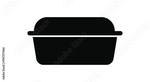 A stark black silhouette of a takeaway food container possibly for a burger or sandwich silhouette high quality