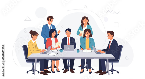 Diverse Business Team Collaborating in Modern Office Meeting