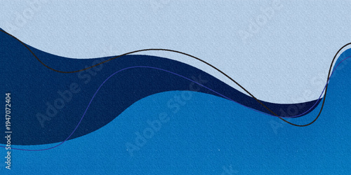 Abstract background of smooth curves illustration. Blue wave