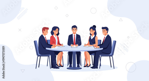 Business Meeting: Diverse Team Collaborating Around a Conference Table