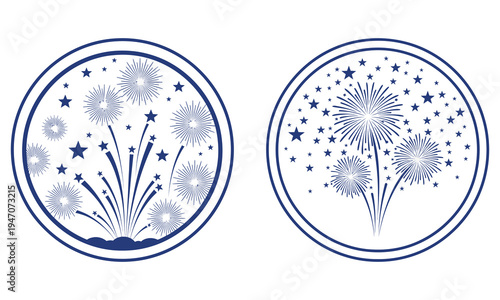 Independence day fireworks and patriotic symbols illustration