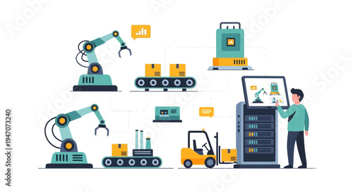Smart Factory Automation & Logistics: Robotic Manufacturing with Human Control Interface and Digital Management
