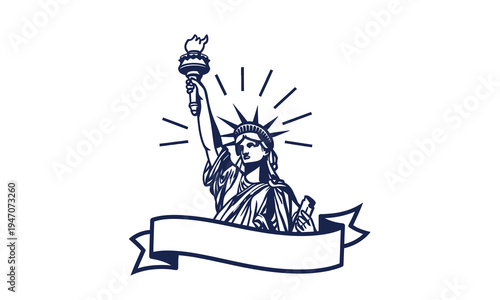 Independence day symbol statue of liberty holding torch on july 4th celebrations