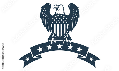 Independence day symbol american eagle with stars and stripes emblem