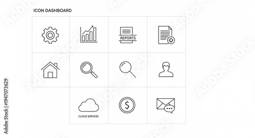 Collection of Business and Technology Icons for Digital Use.