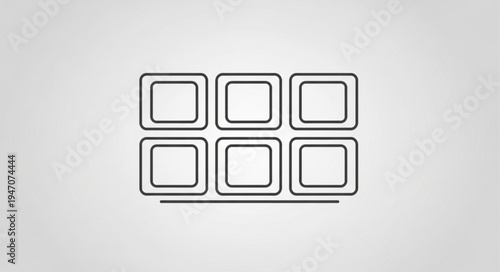 Six square chocolate pieces arranged in a grid pattern.