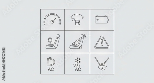 Car Dashboard Warning Lights Icons Collection.