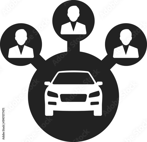 Car sharing ride-sharing silhouette illustration design, transportation artwork concept, mobility theme, vehicle symbol, modern travel graphic style imageCar sharing ride-s