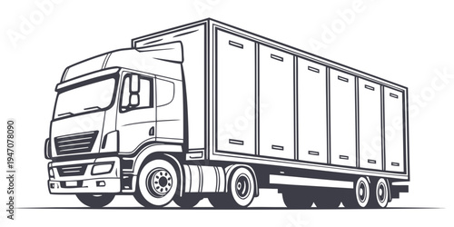 A large white cargo truck with a long enclosed trailer parked on a road.