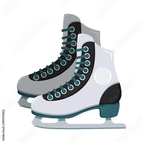 Ice skating shoes in flat style on white background