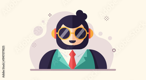 Stylized portrait of a person with sunglasses and headphones