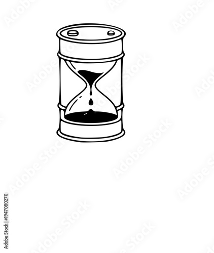 Oil Barrel Hourglass Icon Resource Scarcity and Fuel Shortage Concept