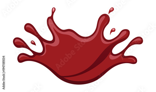 Vibrant red liquid splash isolated on white background