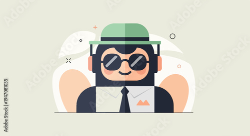 Fun cartoon of a monkey wearing a hat, sunglasses, and a shirt